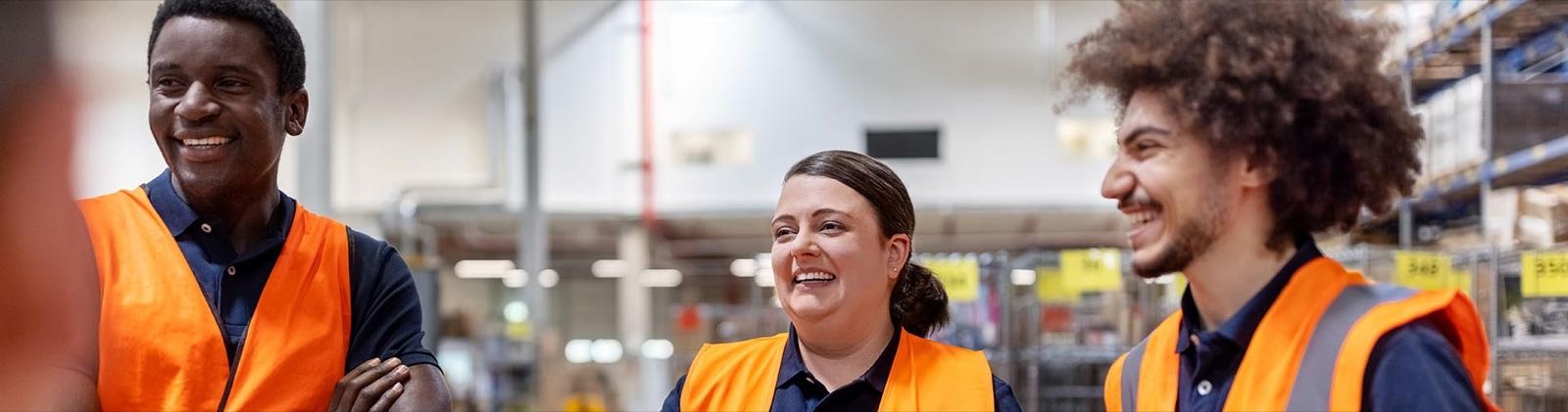 Smiling warehouse team